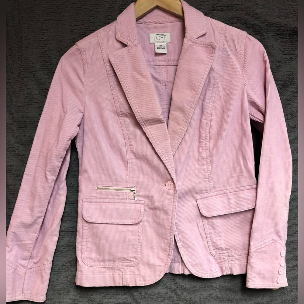 Ann Taylor loft petites 2P pink corduroy jacket